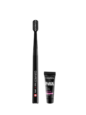 ชุดแปรงสีฟันพกพา CURAPROX Black is White Light Pack