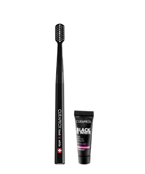 ชุดแปรงสีฟันพกพา CURAPROX Black is White Light Pack