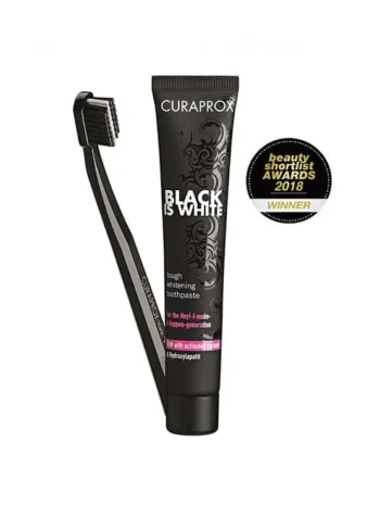 ชุดยาสีฟัน Black is White ผสม Activated Charcoal (ขนาด 90 มล.) และแปรงสีฟัน Black is White 1 ด้าม