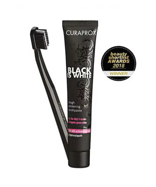 ชุดยาสีฟัน Black is White ผสม Activated Charcoal (ขนาด 90 มล.) และแปรงสีฟัน Black is White 1 ด้าม